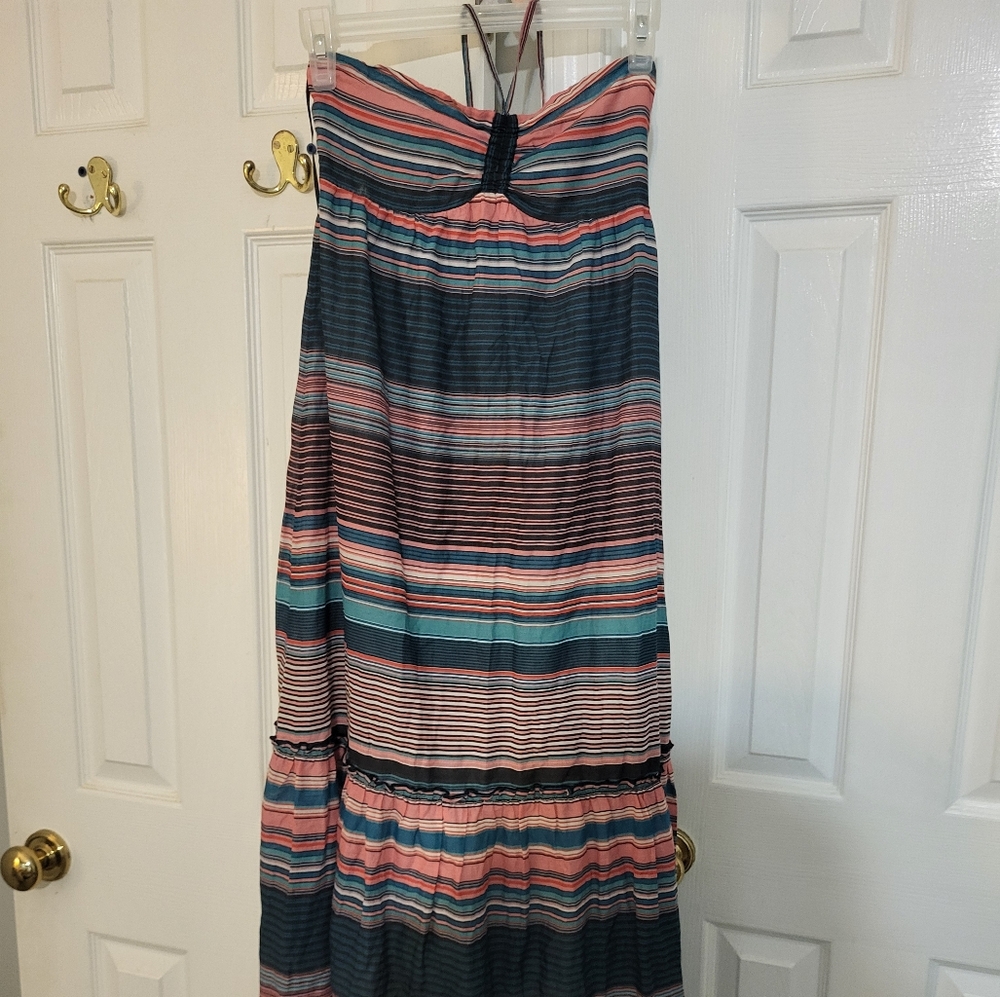 Roxy Striped Maxi Skirt - Pink, Blue, Black
